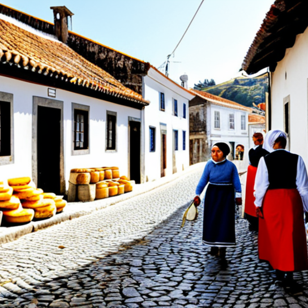 Community Tourism in Portugal**
"A family participating in a community tourism experience in a small village in Portugal. The scene includes cobblestone streets, a traditional Portuguese house, and local villagers demonstrating the production of artisanal cheese. Everyone is fully clothed in modest, everyday attire. Safe for work, appropriate content, professional, perfect anatomy, natural proportions, family-friendly, high quality."
**