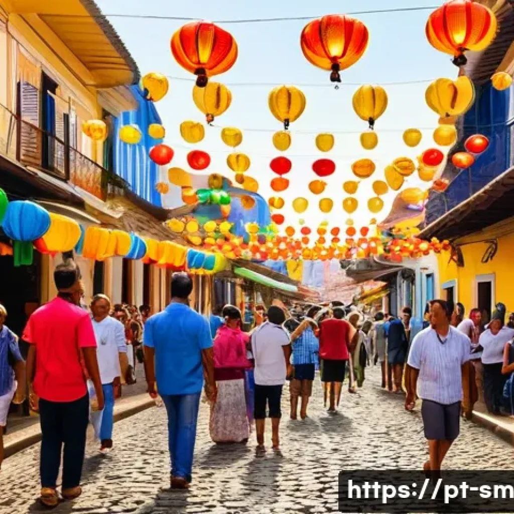 지역 경제 기여를 위한 여행 중 에티켓 - A vibrant outdoor festival scene in a small Northeastern Brazilian town during the Festa de São João...