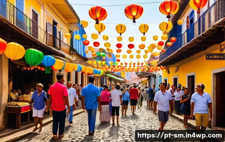 지역 경제 기여를 위한 여행 중 에티켓 - A vibrant outdoor festival scene in a small Northeastern Brazilian town during the Festa de S&atilde;o Jo&atilde;o...