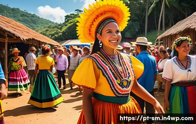지역 주민과의 협력으로 관광 상품 개발하기 - A vibrant local community festival in a small Brazilian village, featuring residents dressed in colo...