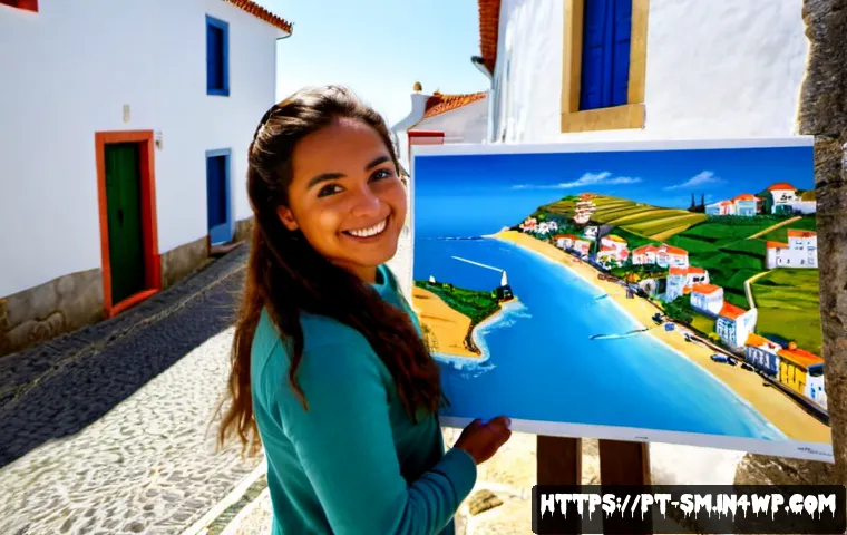 Home 17 지역 주민과 함께하는 여행 프로그램 소개 - Photorealistic travel program scene in a charming Portuguese coastal village, friendly local residen...