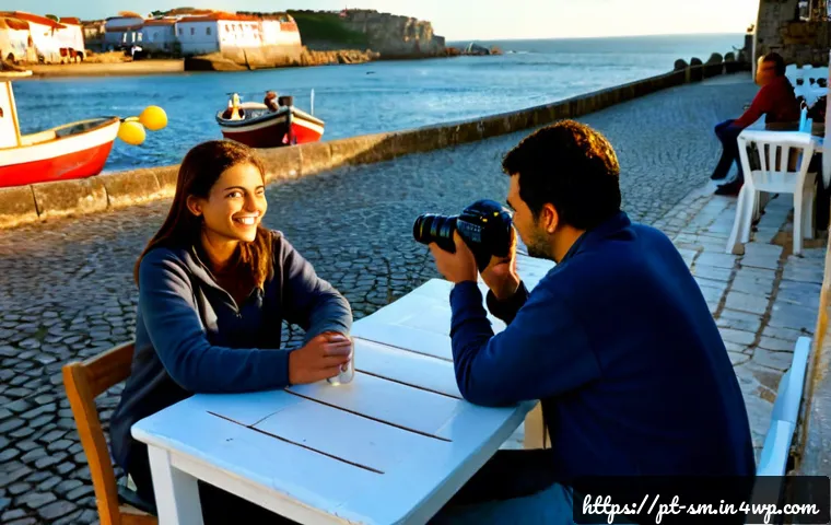 Home 17 지역 주민의 목소리를 반영한 여행 프로그램 - Photorealistic travel program scene in a welcoming Portuguese coastal fishing village, a local elder...